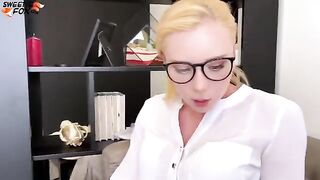 A secretary is getting fucked by her boss in different poses on her desk
