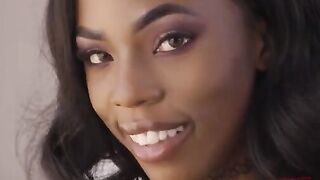 Petite ebony teen Sarah Banks gets her asshole gapped hard