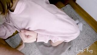 Fit stepsister Layla Ray makes her stepbrother cum in her panties and pulls them up
