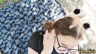 A cute girl got a lot of warm cum on her face and hair in this steamy compilation