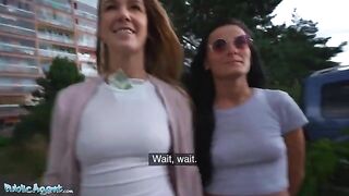 Public Agent finds perfect shot with Alexis Crystal and Lexi Dona in basement