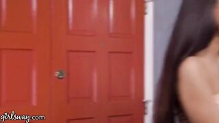 Eliza Ibarra gets her tight pussy smashed by horny stepmom in steamy Girlsway scene