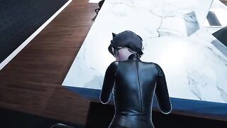 Catwoman fucks with the young man in his office