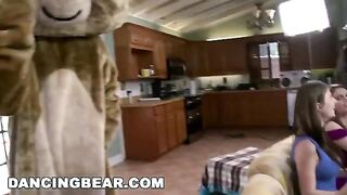 Bunch of Bold Bitches binging on cock in a wild swinging scene