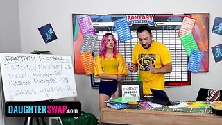 Two sneaky teens try to trick their stepdads in a playful game