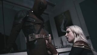 Deadpool fucked blonde Captain Marvel in a steamy scene