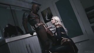 Deadpool fucked blonde Captain Marvel in a steamy scene