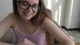 Sexy girl in glasses studied anatomy on a real big cock with passion