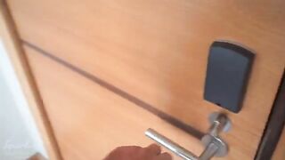Skinny curly Evie got creampied under the couch