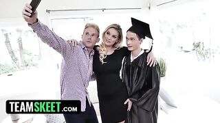 Busty stepmom rewards her stepson with wet pussy for his graduation in a steamy TeamSkeet scene