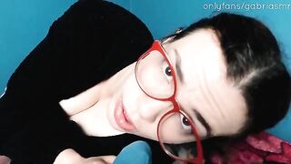 A nerd guy got his mom's cock sucking with a redheaded in public - Gabri ASMR