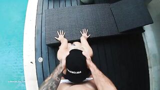 Bikini girl gets her asshole filled with cum in a rough POV session