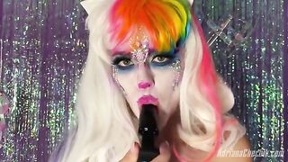 Adriana Chechik Halloween opulence with a rainbow dildo squirt