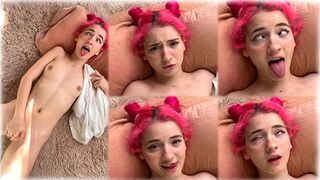 A young girl has fun with her pretty pussy