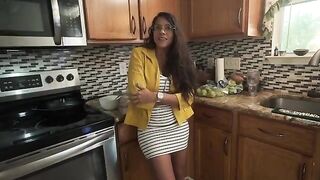 My stepmom's big ass beats me up in the kitchen when she's horny