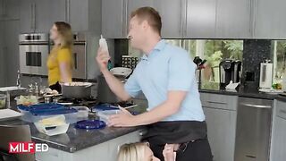 A lucky guy got a taste of the hot housewife's sweetness in a steamy scene