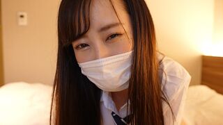 A cute girl in a sailor suit masturbates a guy’s cock