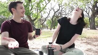 A day at the park ends with a guy getting his dick sucked publicly by a hot girl