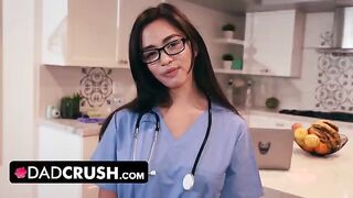 Nurse Scarlett Alexis gives her stepdad a deepthroat blowjob