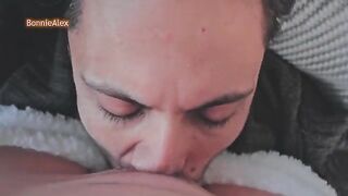 The guy caressed his girlfriend in sexy pajamas, capturing their intimate moments