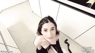 Hentai Little Caprice gets her mouth full of cock