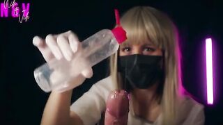 A crazy nurse in latex gloves will bring you to a powerful orgasm twice