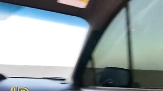 Slutty chick sucks cock in the car parked in the parking lot