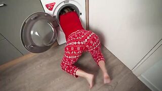 A step mom got stuck in the washing machine and her stepson saved her