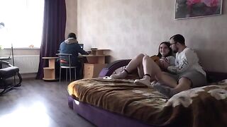 The girl was fucked behind the back of her husband-cuckold