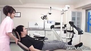 Skinny Japanese dentists Mao Chinen get creampied by horny patients