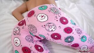 The stepson helped the sleeping step mom to wake up and have sex