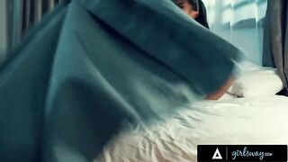 The nun is having a passionate lesbian sex with her girlfriend in a steamy scene