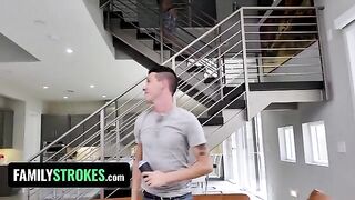Two stepbrothers fucked their big sister with huge natural tits Sarah Bella