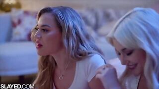 Two voluptuous girls Skye and Blake having fun without guys