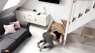Girl got stuck again and her stepbrother took advantage of her situation to get intimate