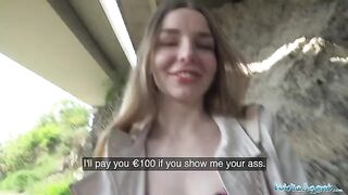 A long-haired Ukrainian girl agreed to sex for money outdoors