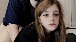 A cute girl is fucking with her roommate in a very slow pace