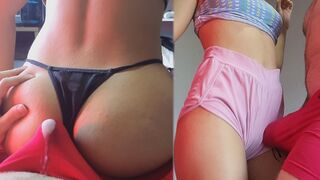 Cum through underwear during a lap dance, assjob in panties