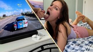 A girl was playing Xbox when her boyfriend came and fucked her mouth