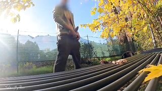 I flashed my dick to a slutty MILF in the park, she grabbed it