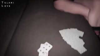 A girl was fucked in her tits and mouth after playing cards