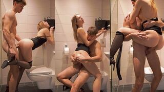 Mini dress and stockings drive me wild with my step sister in the bathroom