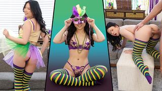 Lulu Chu is celebrating Mardi Gras with extreme intensity, showcasing her flexibility