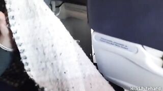 A flight attendant's big tits are exposed during a rough encounter on an airplane