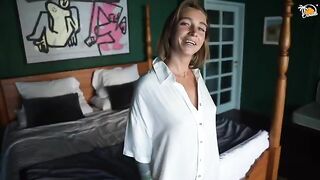 Blonde mature makes love with a young guy in the hotel room