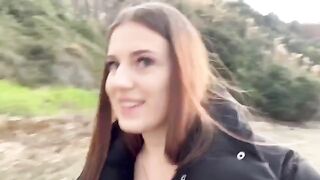 A cute girl fucked publicly on the beach by her lover - real couple sex