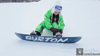 A hot woman tried snowboarding at the ski resort and got fucked