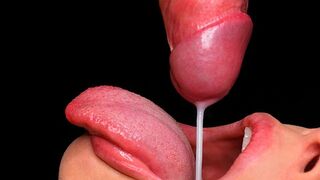 Best milking blowjob, all cum in mouth, with ASMR action