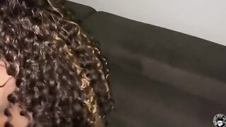 Ebony porn star Mone Divine makes Lil D cum in his pants in Pt 1