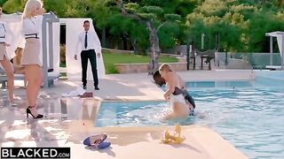 Two hungry girls seduced the hotel employee for a big black cock